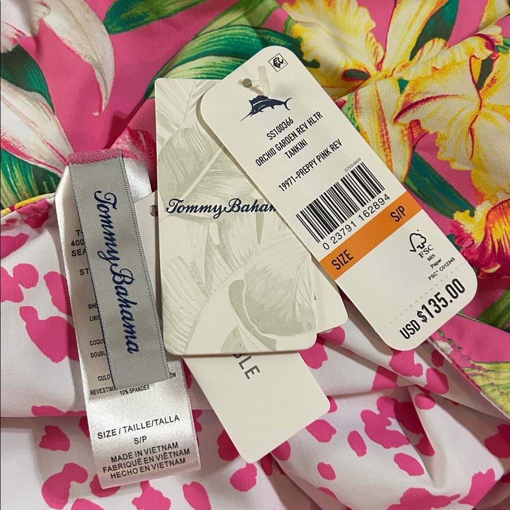 Tommy Bahama Orchid Garden reversible Halter Tankini Top - Small - New - Picture 7 of 7